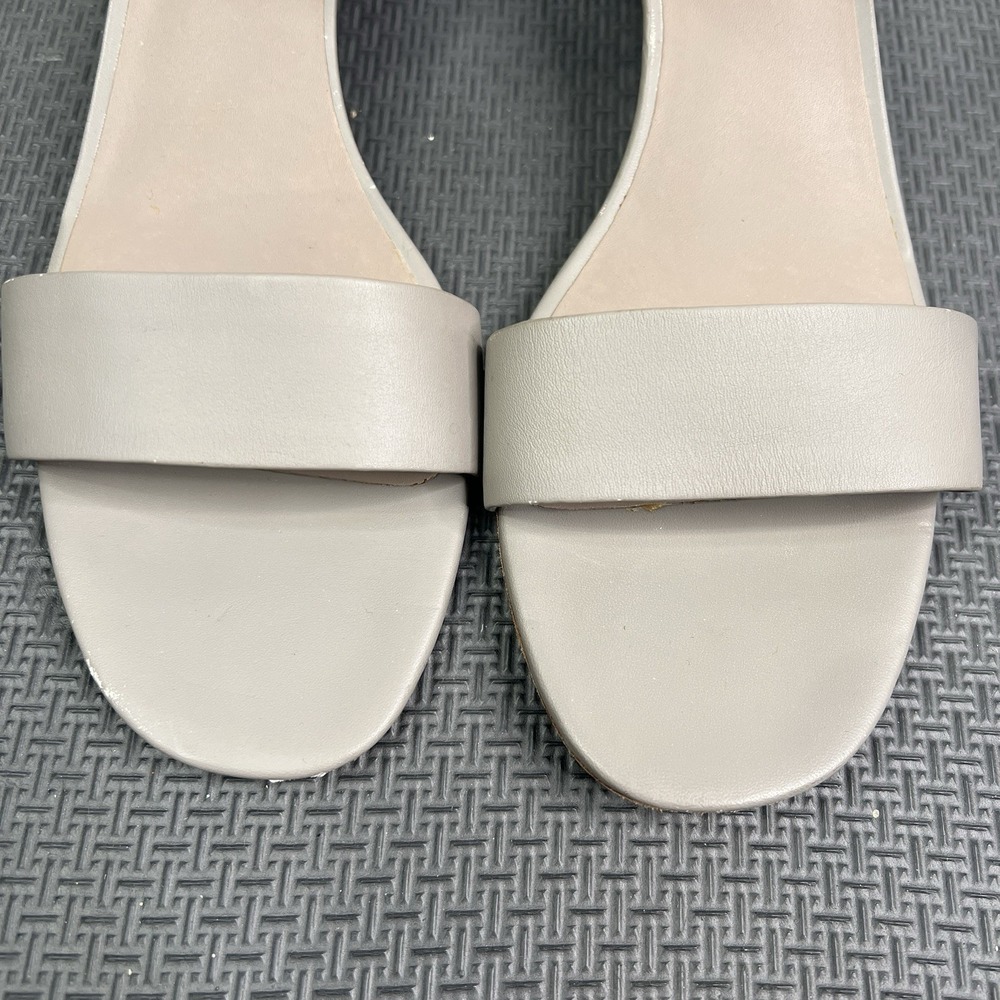 Vince Leather Ankle Strap Sandals Women's 11 M Beige Minimalist Block Heel Shoes - Picture 3 of 9